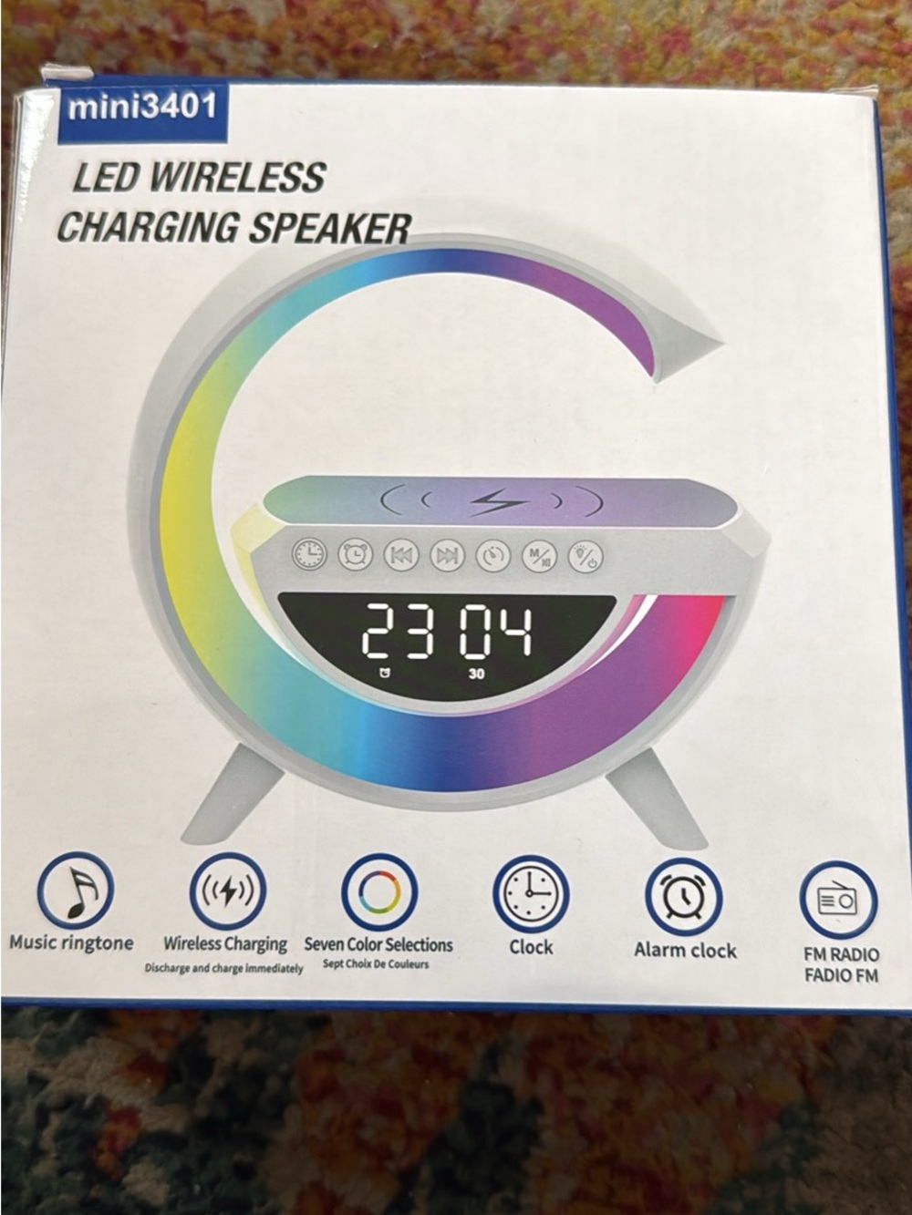 LED Wireless Charging Speaker Clock - Multi-Color